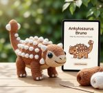 Ankylosaurus Bruno Crochet Pattern amigurumi dinosaur toy.