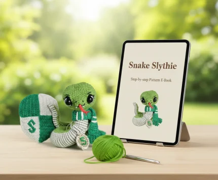 Snake Slythie Crochet Pattern amigurumi fantasy toy.