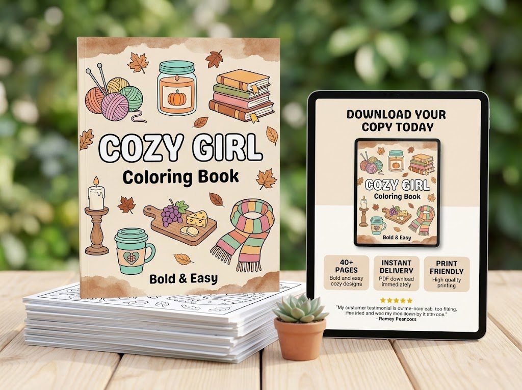 Cozy Girl – Coloring Book: #1 Best Relaxing Pages