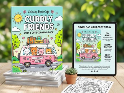 Cuddly Friends - Cozy & Cute Coloring Book by Coloring Book Cafe.