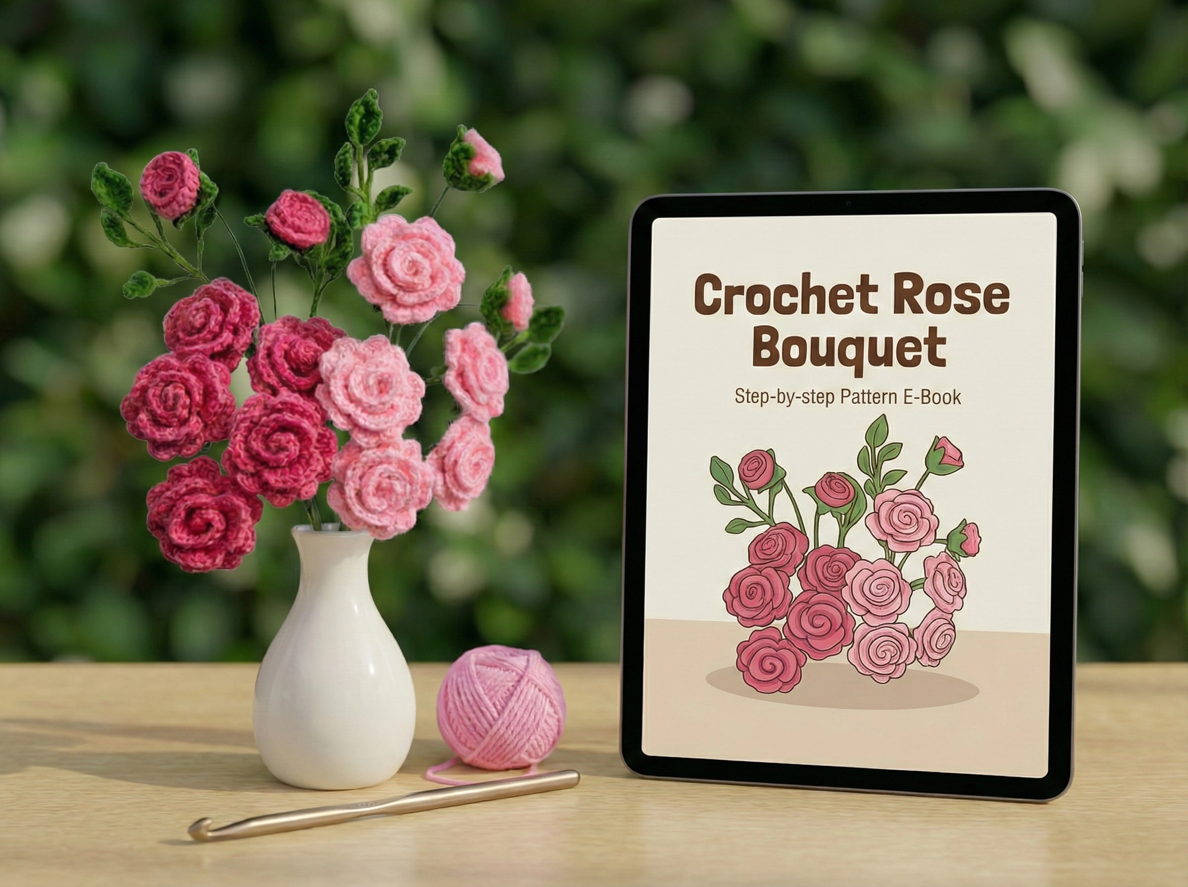 Crochet Rose Bunch Pattern Crochet Rose Bunch Pattern finished bouquet.