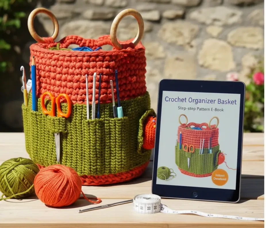 Crochet Yarn Basket Crochet Yarn Basket Organizer finished caddy